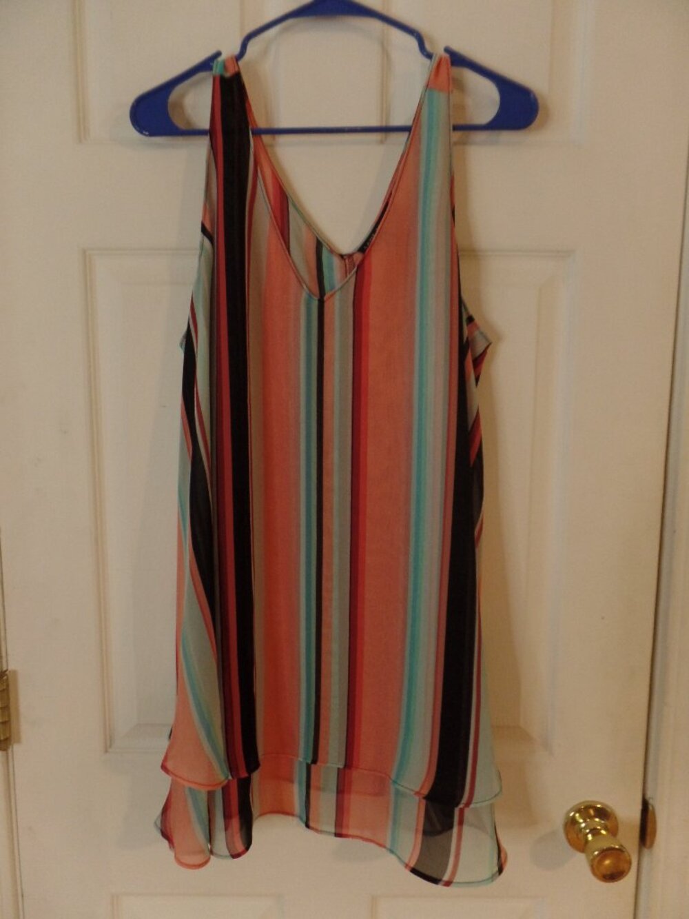 Lane Bryant 18L Double Layer Chiffon Swing Camisole Striped Sleeveless Tank Top